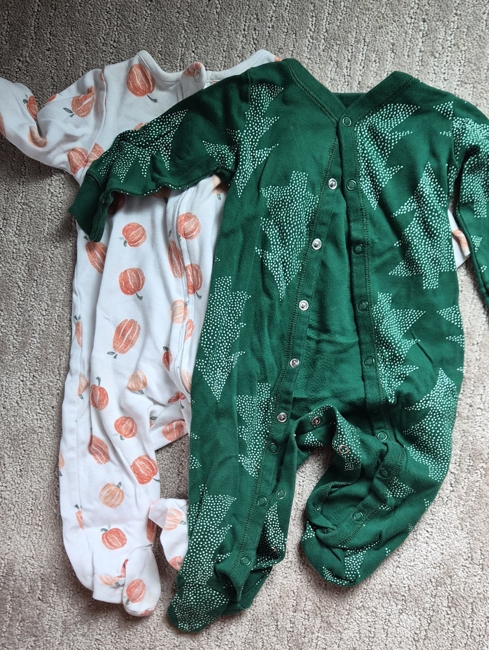 Green Star-Print Baby One-Piece Romper